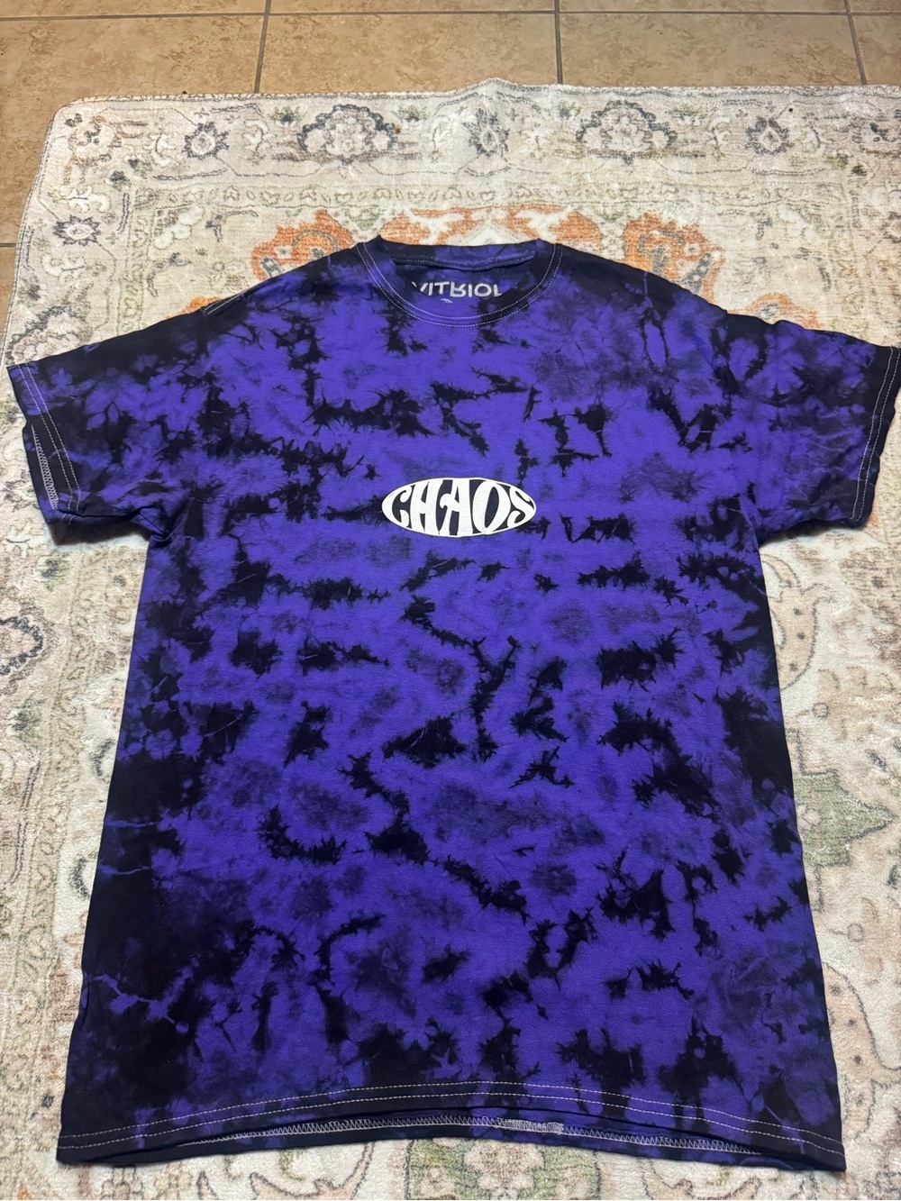 Vitriol Chaos Purple and Black Tie-Dye Logo Tee